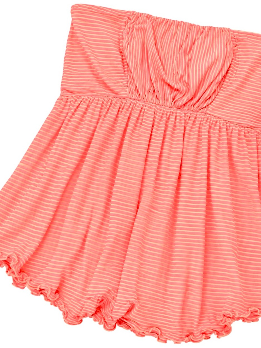 Free People Coral and White Striped Strapless Tank